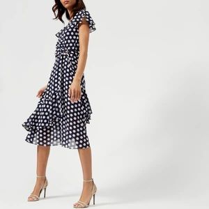 Michael Kors Polka Dot Georgette Wrap Dress